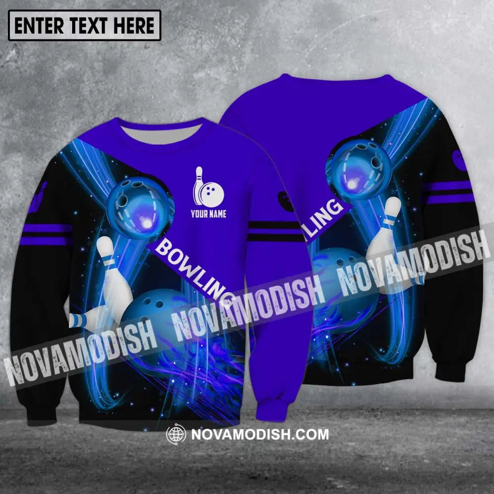 Unisex Shirt - Custom Name Shirt - Bowling Ball Blue Shirt Long Sleeve / S T-shirt