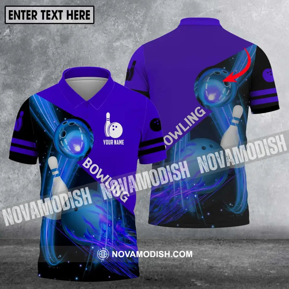 Unisex Shirt - Custom Name Shirt - Bowling Ball Blue Shirt Polo Shirt / S T-shirt
