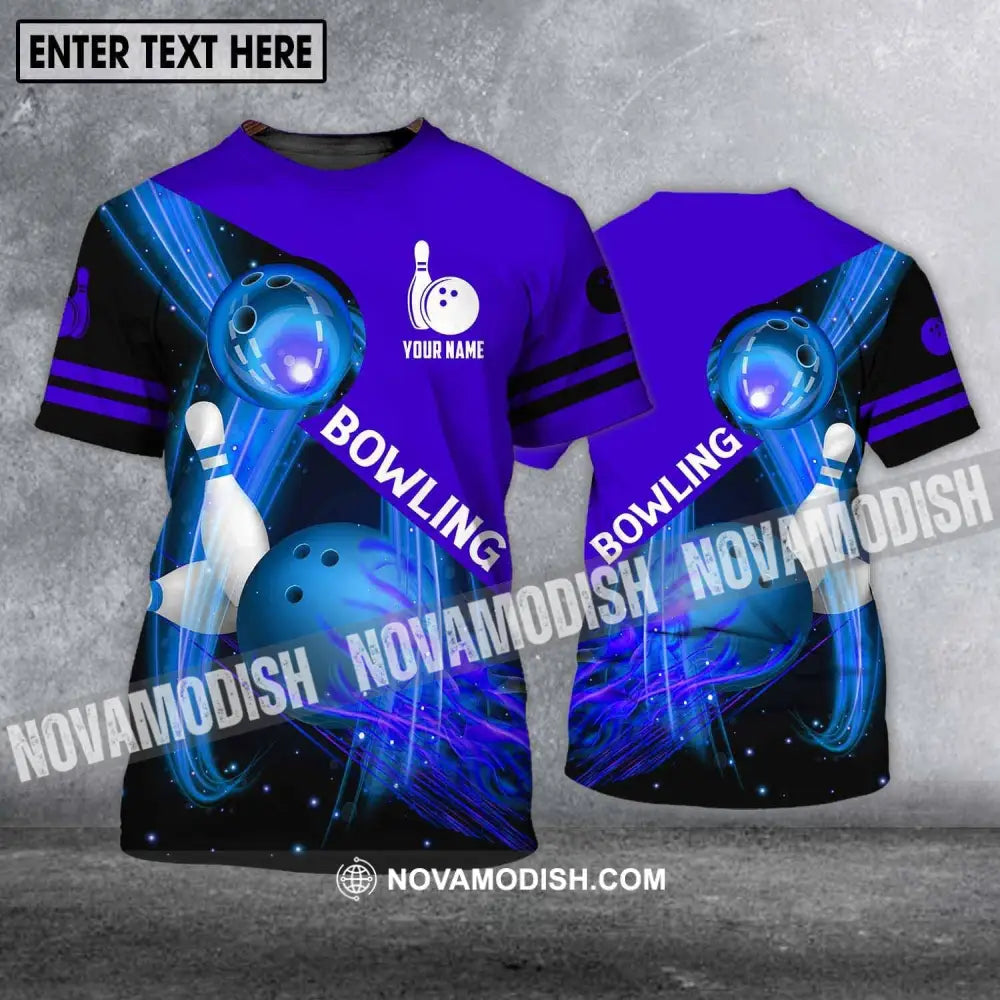 Unisex Shirt - Custom Name Shirt - Bowling Ball Blue Shirt T-Shirt / S T-shirt