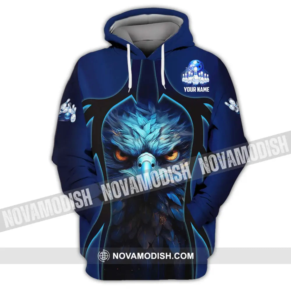 Unisex Shirt - Custom Name Shirt - Bowling Blue Eagle Hoodie / S T-shirt