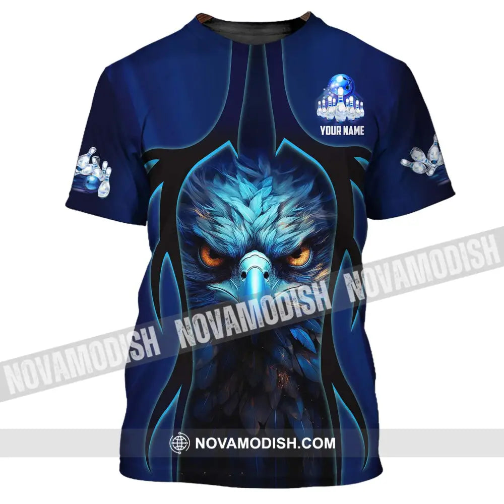 Unisex Shirt - Custom Name Shirt - Bowling Blue Eagle T-Shirt / S T-shirt