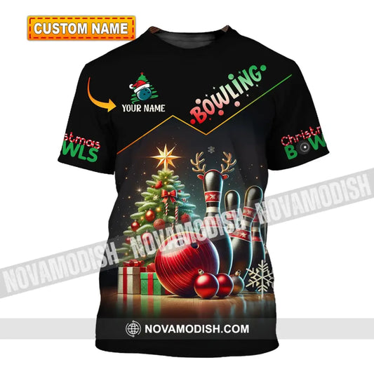 Unisex Shirt Custom Name Bowling Christmas Love Gift T-Shirt