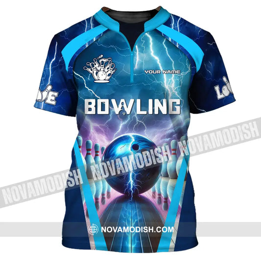 Unisex Shirt Custom Name Bowling Club Hoodie Player Gift T-Shirt / S