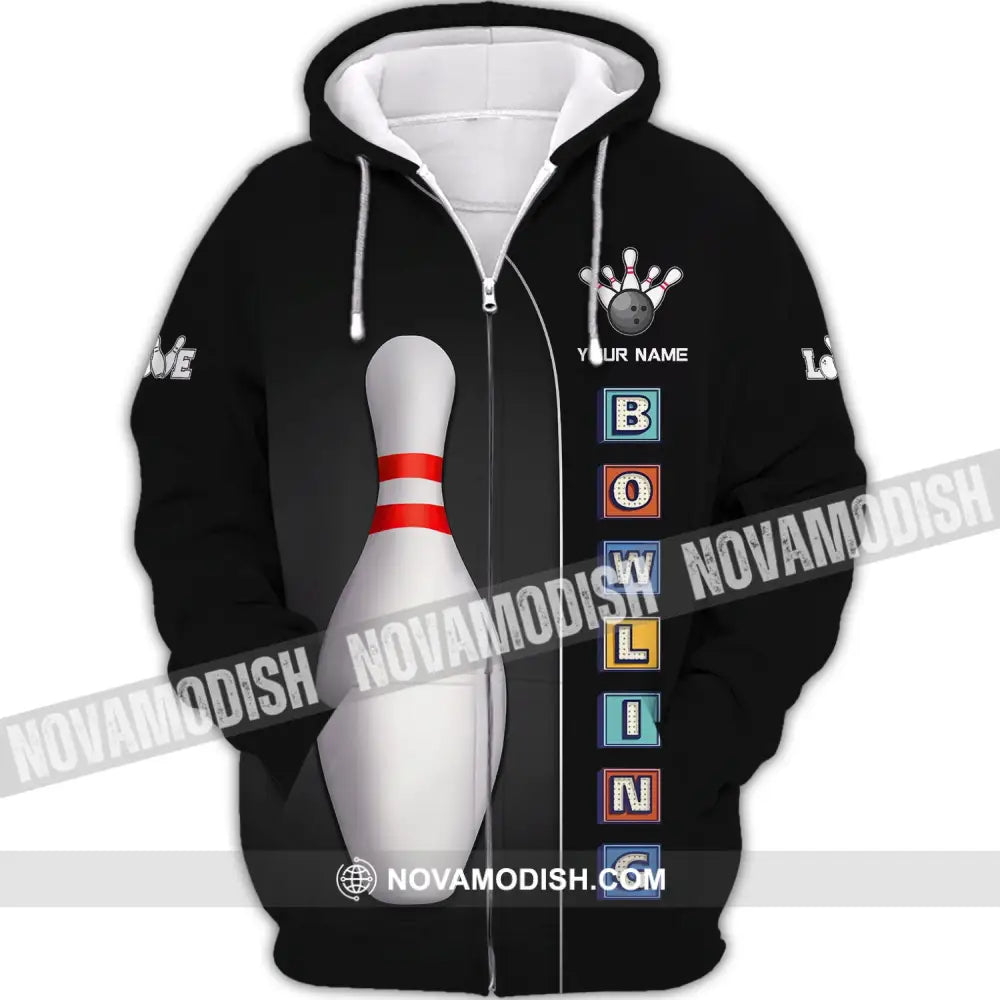 Unisex Shirt Custom Name Bowling For Lovers Gifts Zipper Hoodie / S T-Shirt