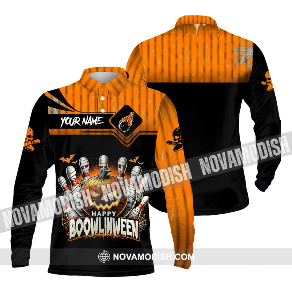 Unisex Shirt Custom Name Bowling Halloween Polo Long Sleeve Gift / S T-Shirt