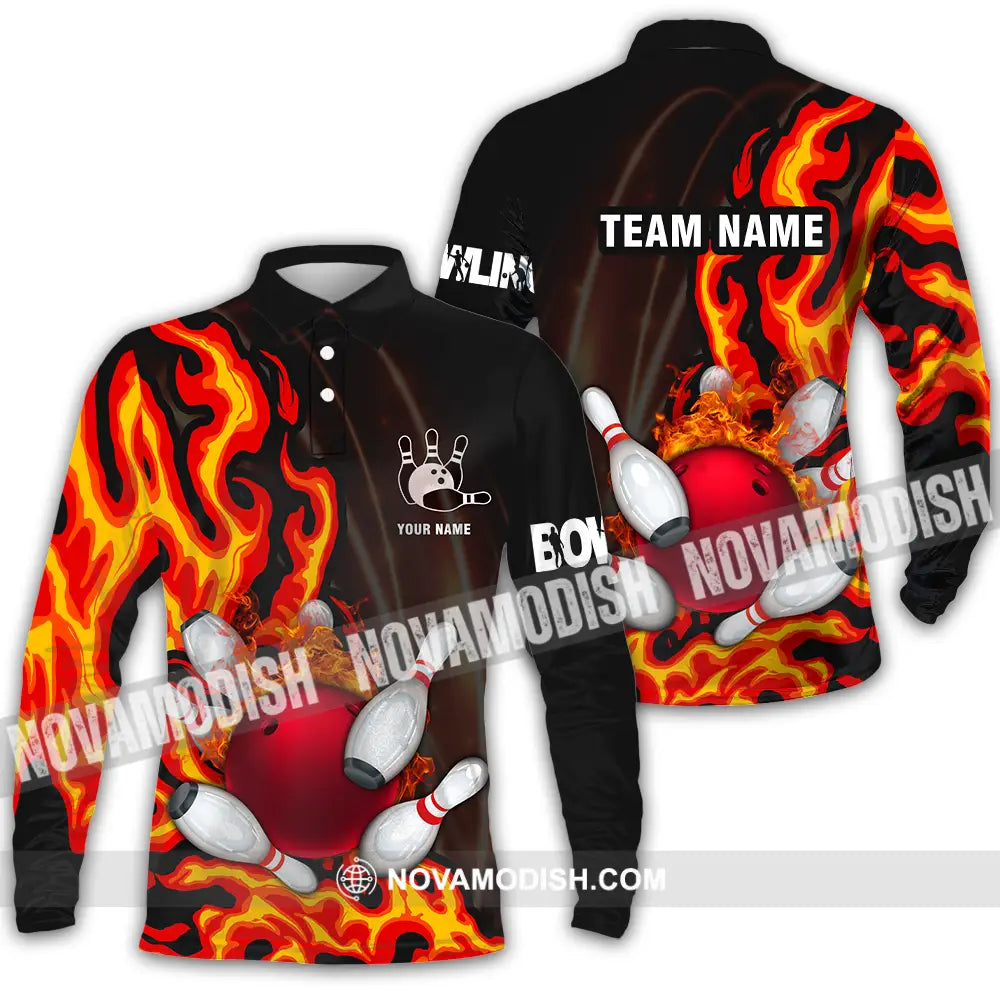 Unisex Shirt - Custom Name Shirt Bowling Long Sleeve Polo / S T-shirt
