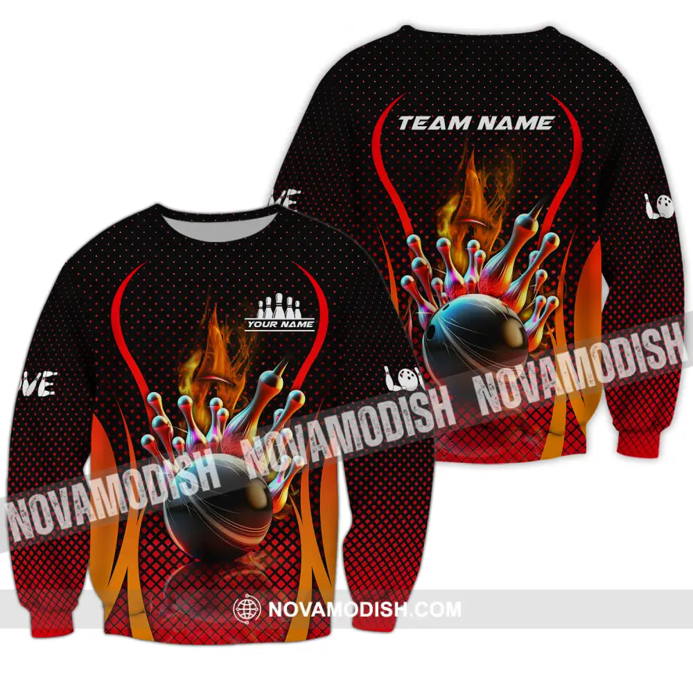 Unisex Shirt - Custom Name Bowling Shirt Long Sleeve / S T-shirt