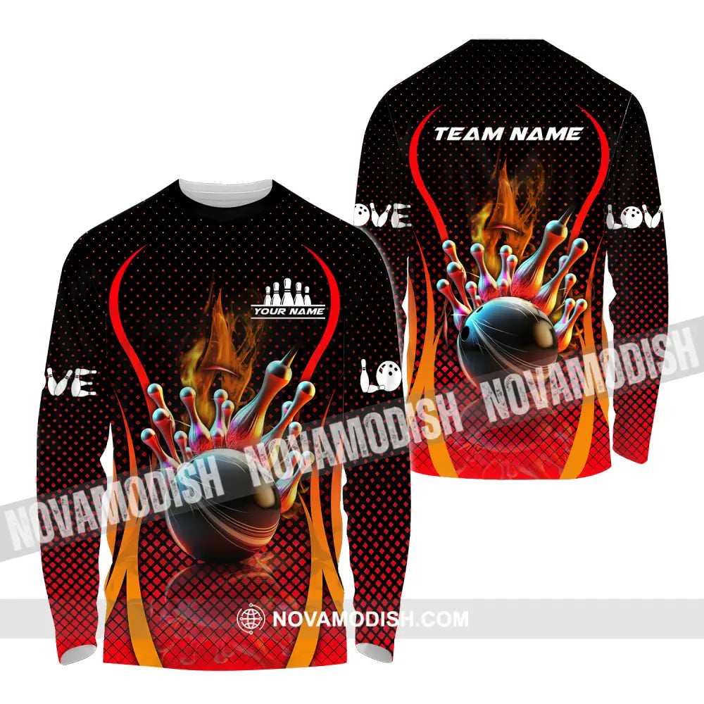 Unisex Shirt - Custom Name Bowling Shirt Long Sleeve Shirt / S T-shirt