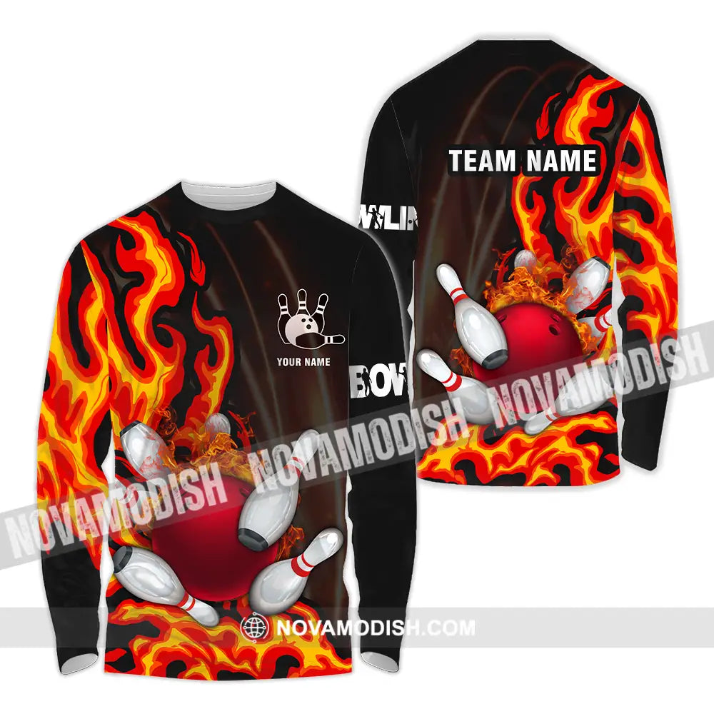 Unisex Shirt - Custom Name Shirt Bowling Long Sleeve Shirt / S T-shirt