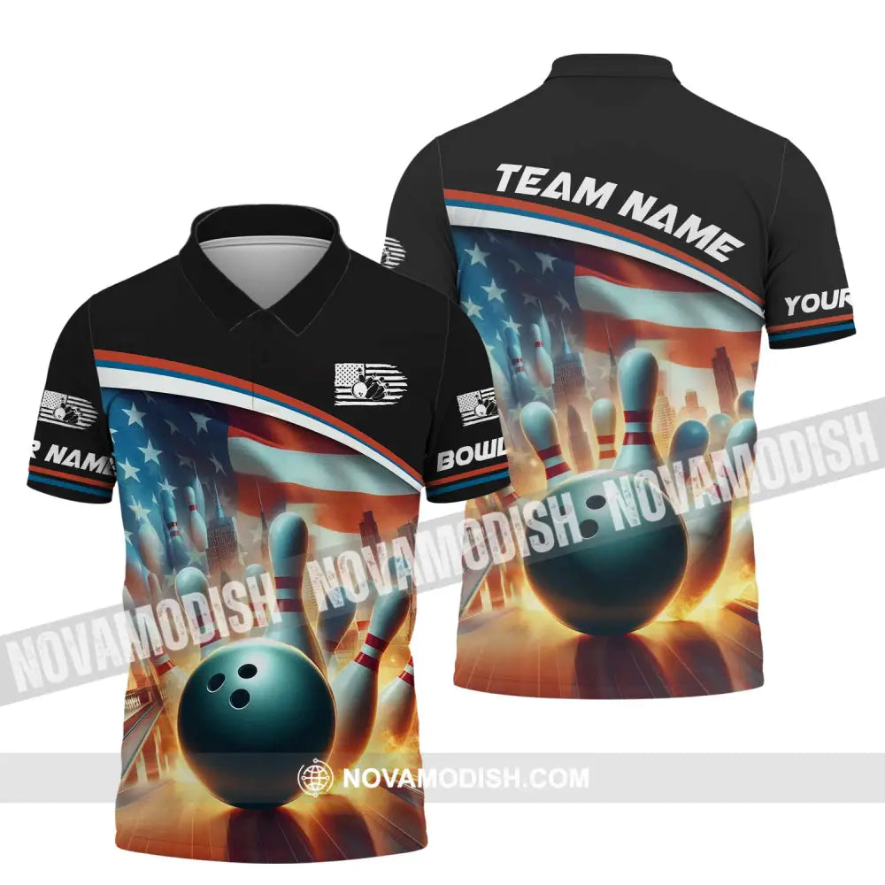 Unisex Shirt Custom Name Bowling Shirt Bowling Love Polo Shirt Long Sleeve Polo Shirt / S T-shirt