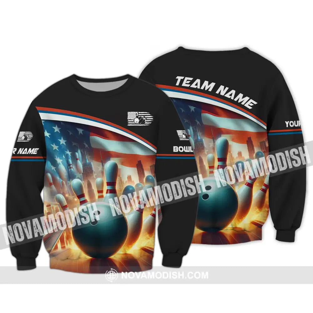 Unisex Shirt Custom Name Bowling Shirt Bowling Love Polo Shirt Long Sleeve Long Sleeve / S T-shirt
