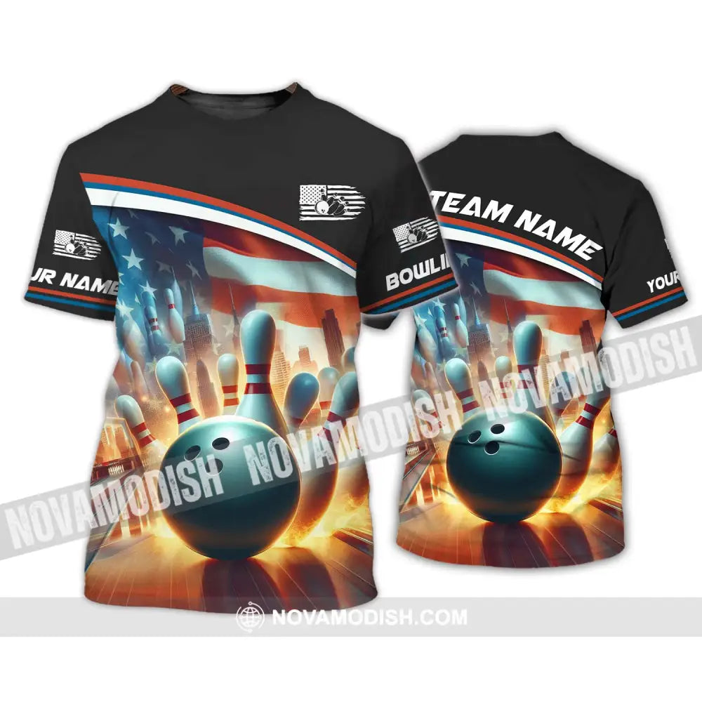 Unisex Shirt Custom Name Bowling Shirt Bowling Love Polo Shirt Long Sleeve T-Shirt / S T-shirt