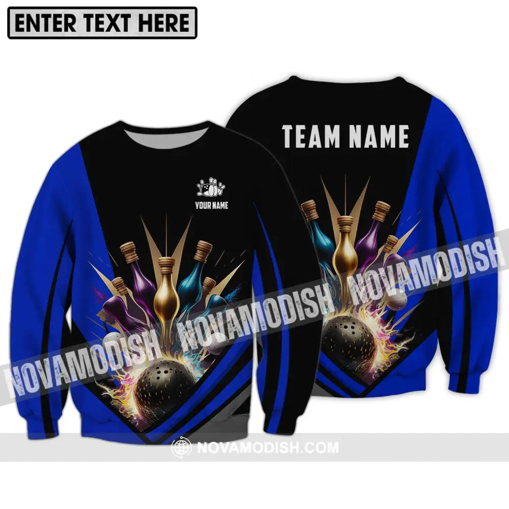 Unisex Shirt - Custom Name Bowling Lover Shirt Color Pins Bowling Long Sleeve / S T-shirt