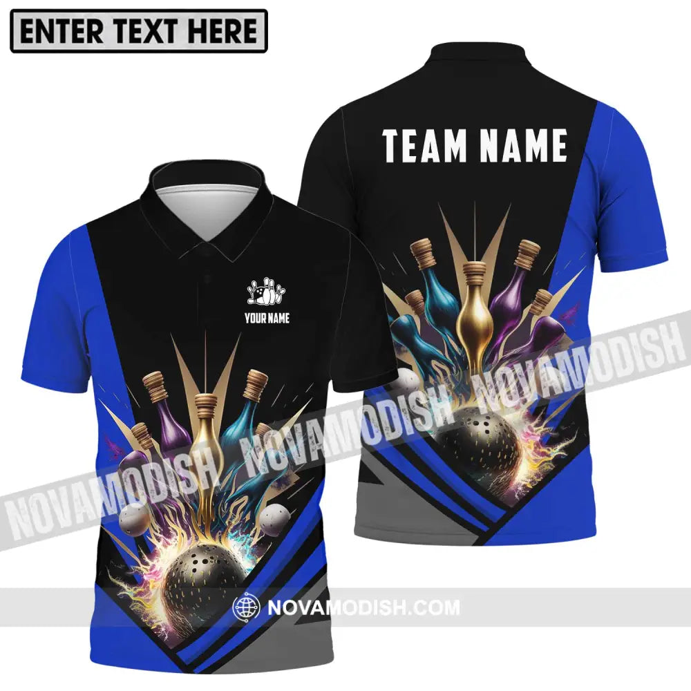 Unisex Shirt - Custom Name Bowling Lover Shirt Color Pins Bowling Polo Shirt / S T-shirt
