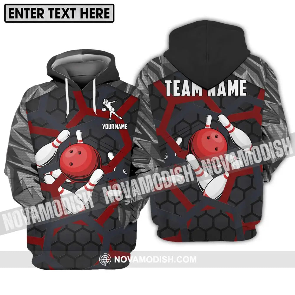 Unisex Shirt - Custom Name Bowling Lover Shirt Red Ball Hoodie / S T-shirt