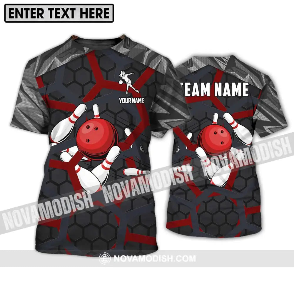 Unisex Shirt - Custom Name Bowling Lover Shirt Red Ball T-Shirt / S T-shirt