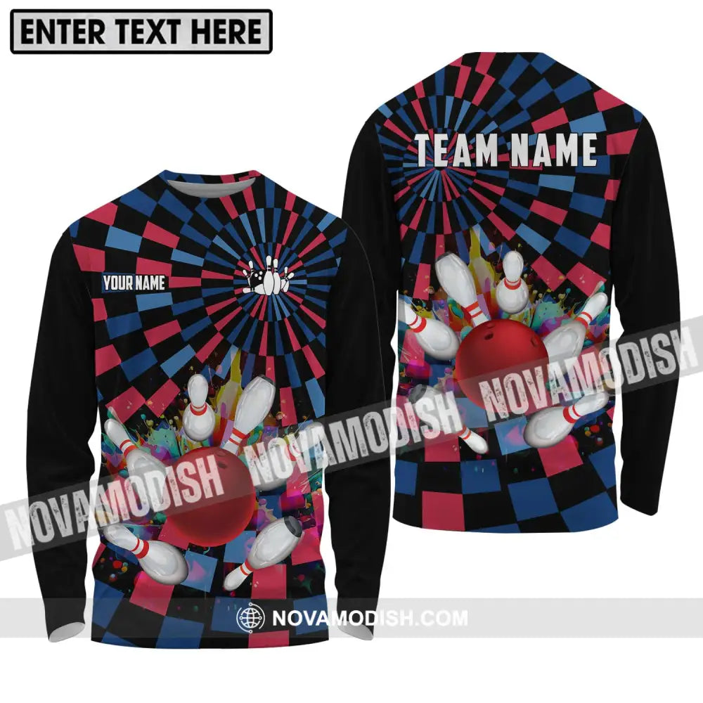 Unisex Shirt - Custom Name Bowling Lover Shirt Retro Bowling Long Sleeve Shirt / S T-shirt