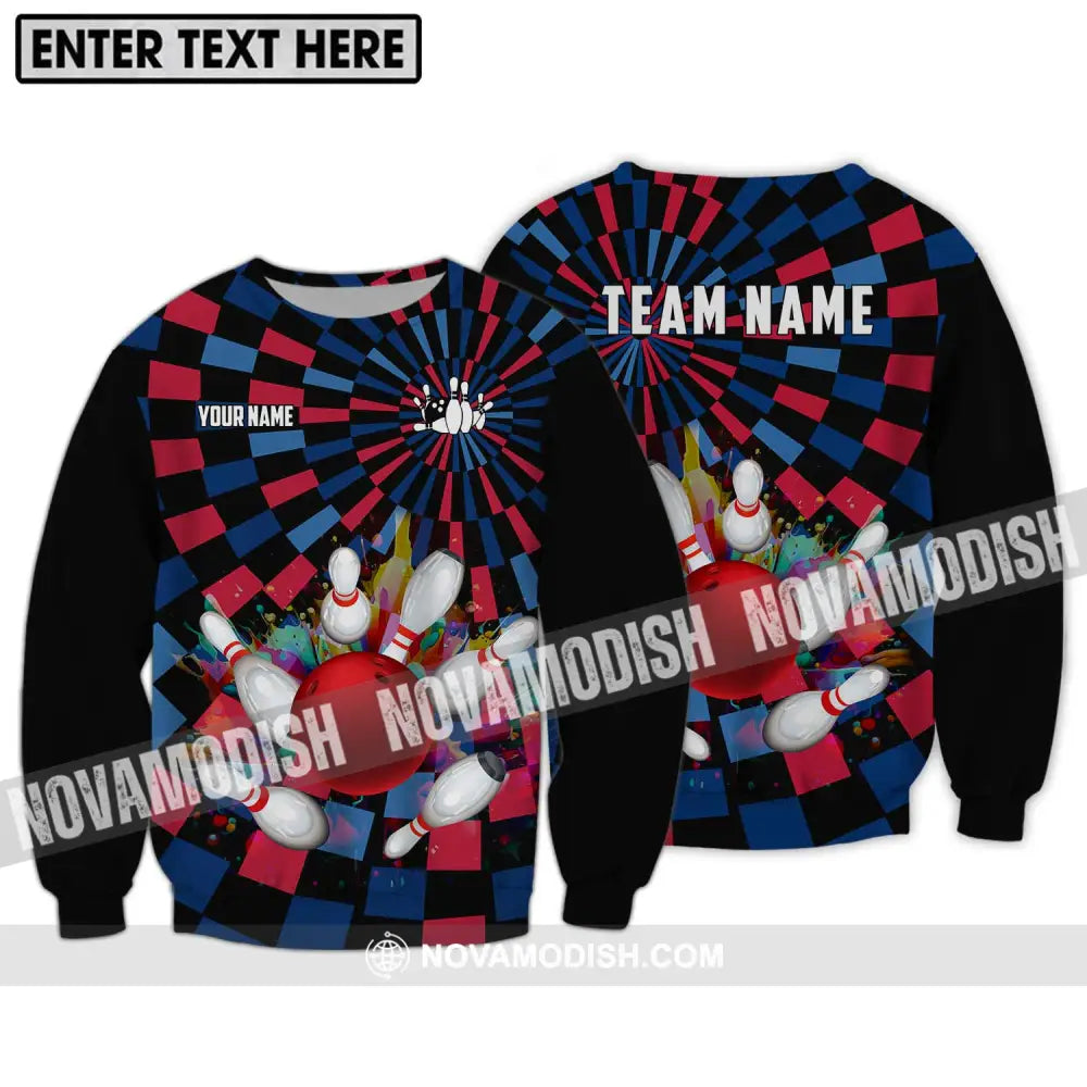Unisex Shirt - Custom Name Bowling Lover Shirt Retro Bowling Long Sleeve / S T-shirt