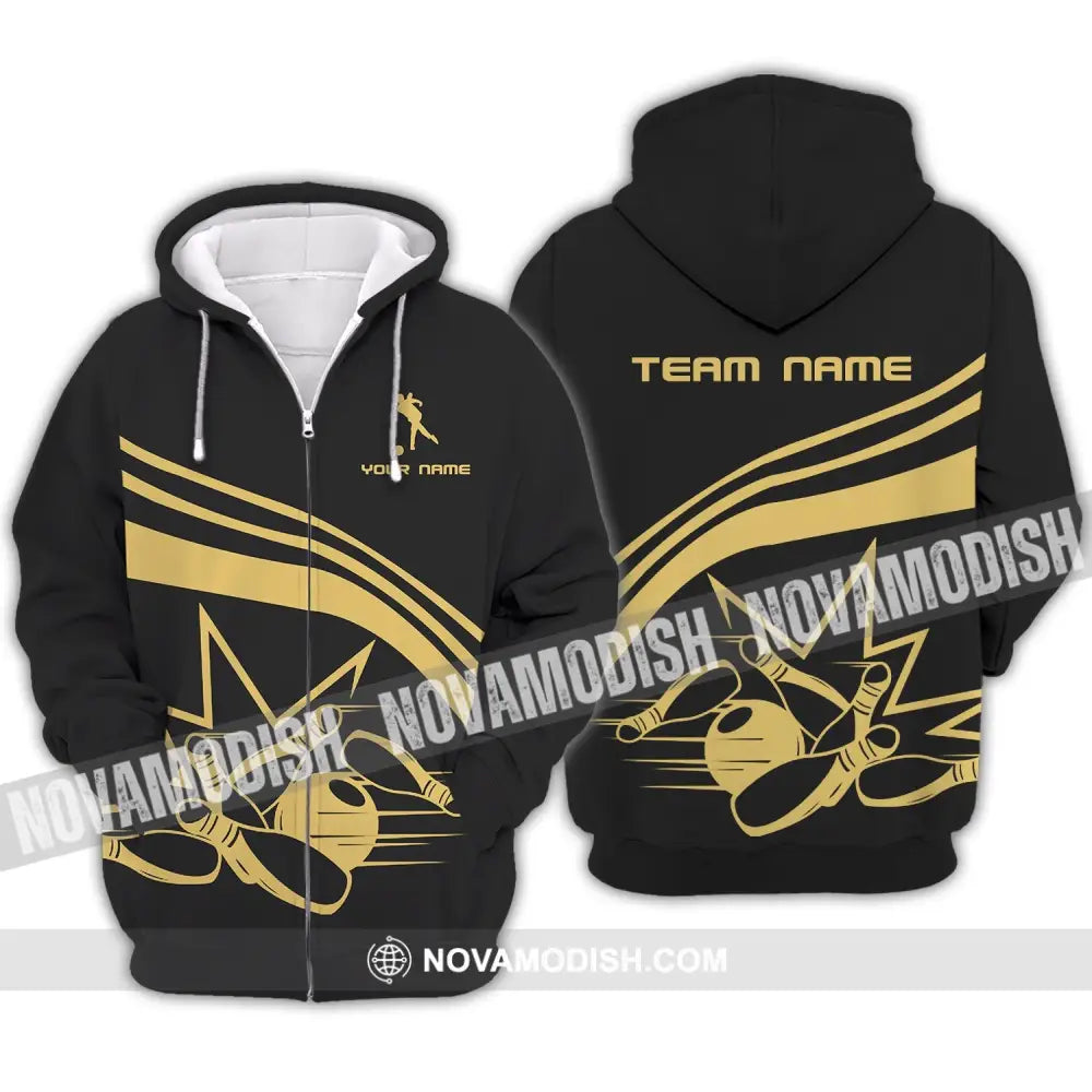 Unisex Shirt - Custom Name Shirt - Bowling Lover Shirt Zipper Hoodie / S T-shirt