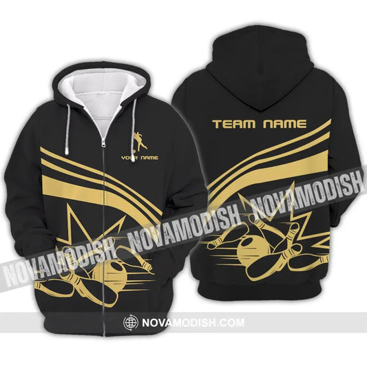 Unisex Shirt - Custom Name Shirt - Bowling Lover Shirt Zipper Hoodie / S T-shirt