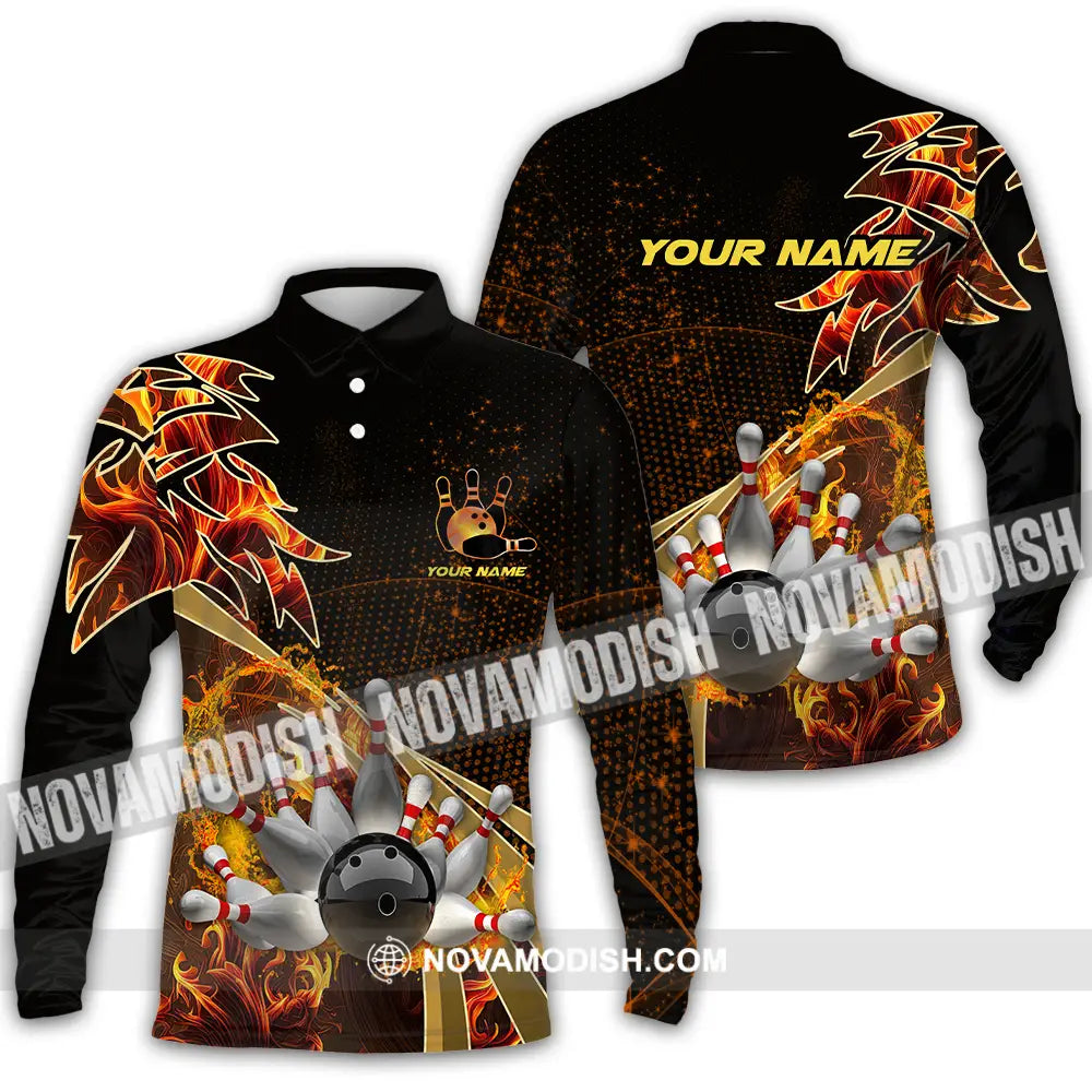 Unisex Shirt - Custom Name Shirt Bowling Player Long Sleeve Polo / S T-shirt