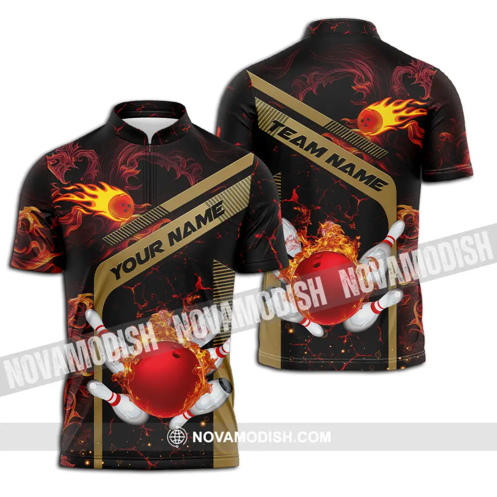Unisex Shirt - Custom Name Shirt Billiard Player Zipper Polo Shirt / S T-shirt