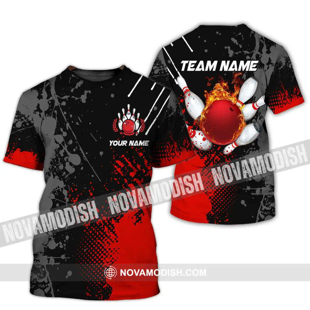 Unisex Shirt Custom Name Bowling Polo Fire T-Shirt Hoodie Long Sleeve / S