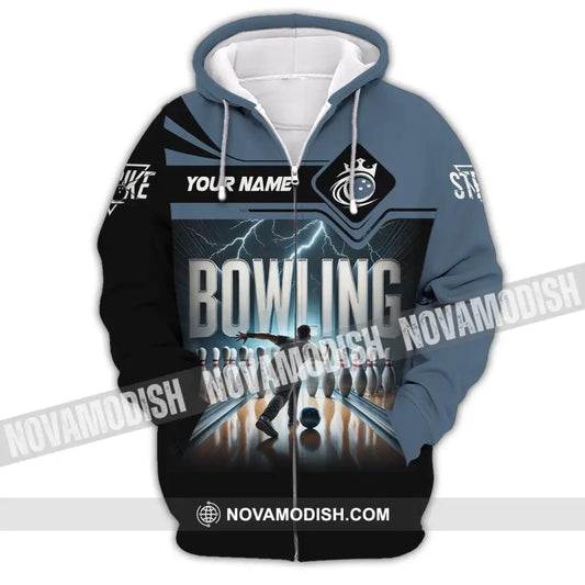 Unisex Shirt Custom Name Bowling Polo Long Sleeve Love T-Shirt Zipper Hoodie / S T-Shirt