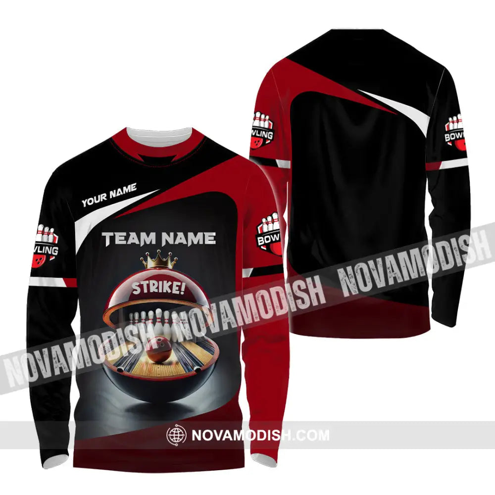 Unisex Shirt Custom Name Bowling Polo Long Sleeve T-Shirt / S T-Shirt