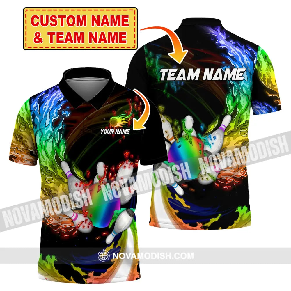 Unisex Shirt Custom Name Bowling Polo T-Shirt Hoodie Long Sleeve