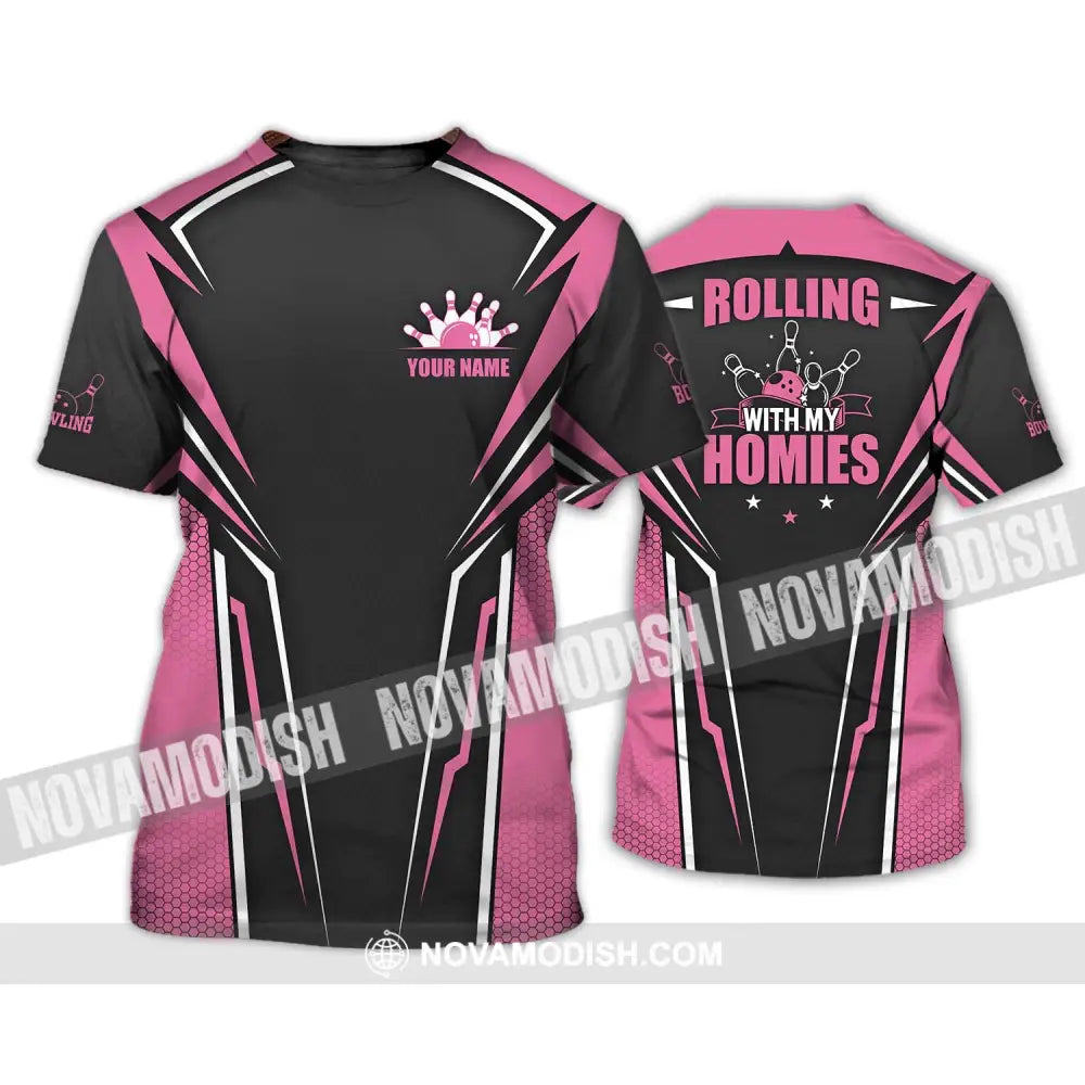 Unisex Shirt - Custom Name Shirt - Bowling Rolling With My Homies T-Shirt / S T-shirt