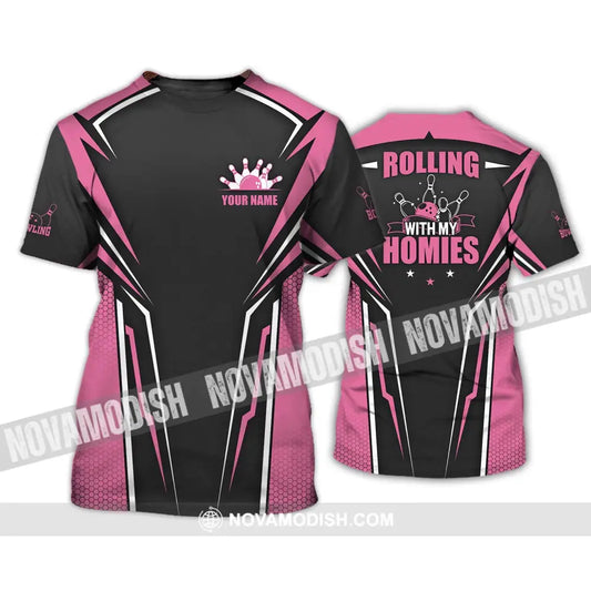 Unisex Shirt - Custom Name Shirt - Bowling Rolling With My Homies T-Shirt / S T-shirt