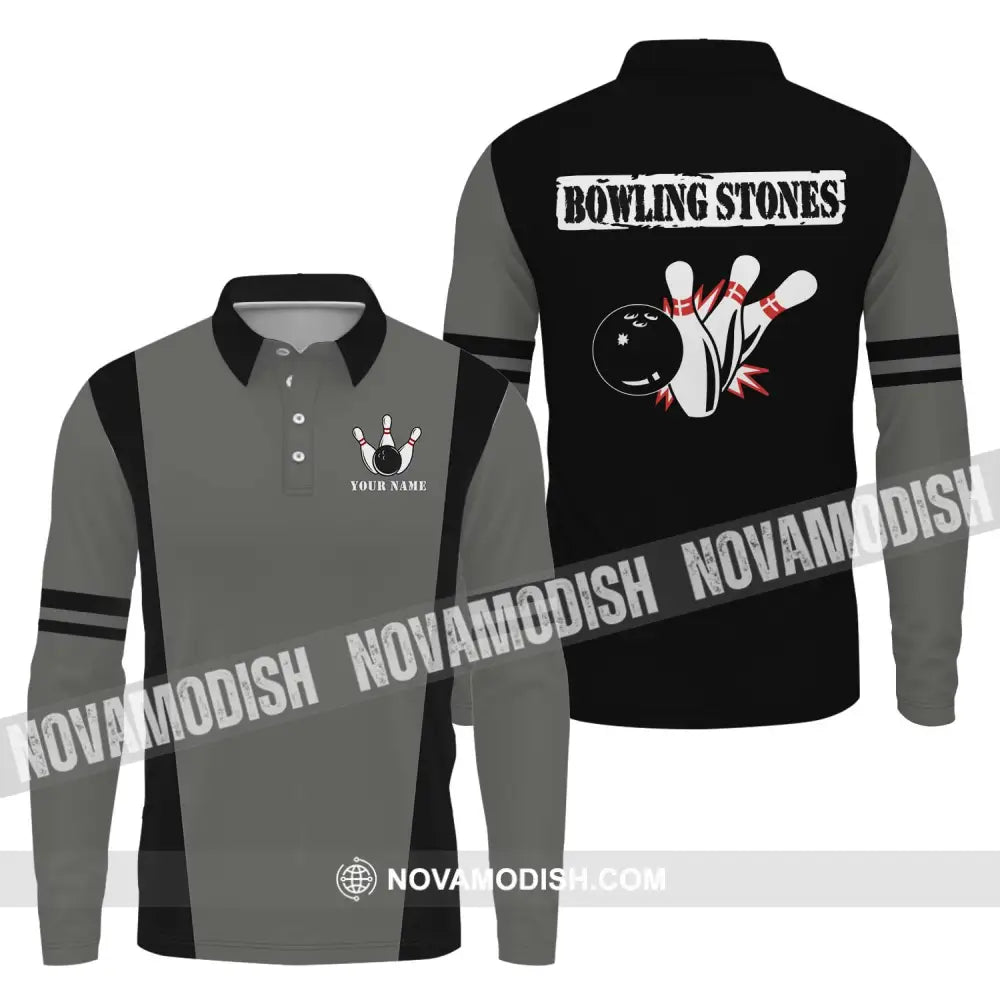 Unisex Shirt - Custom Name Shirt Bowling Stones Shirt Long Sleeve Polo / S T-shirt