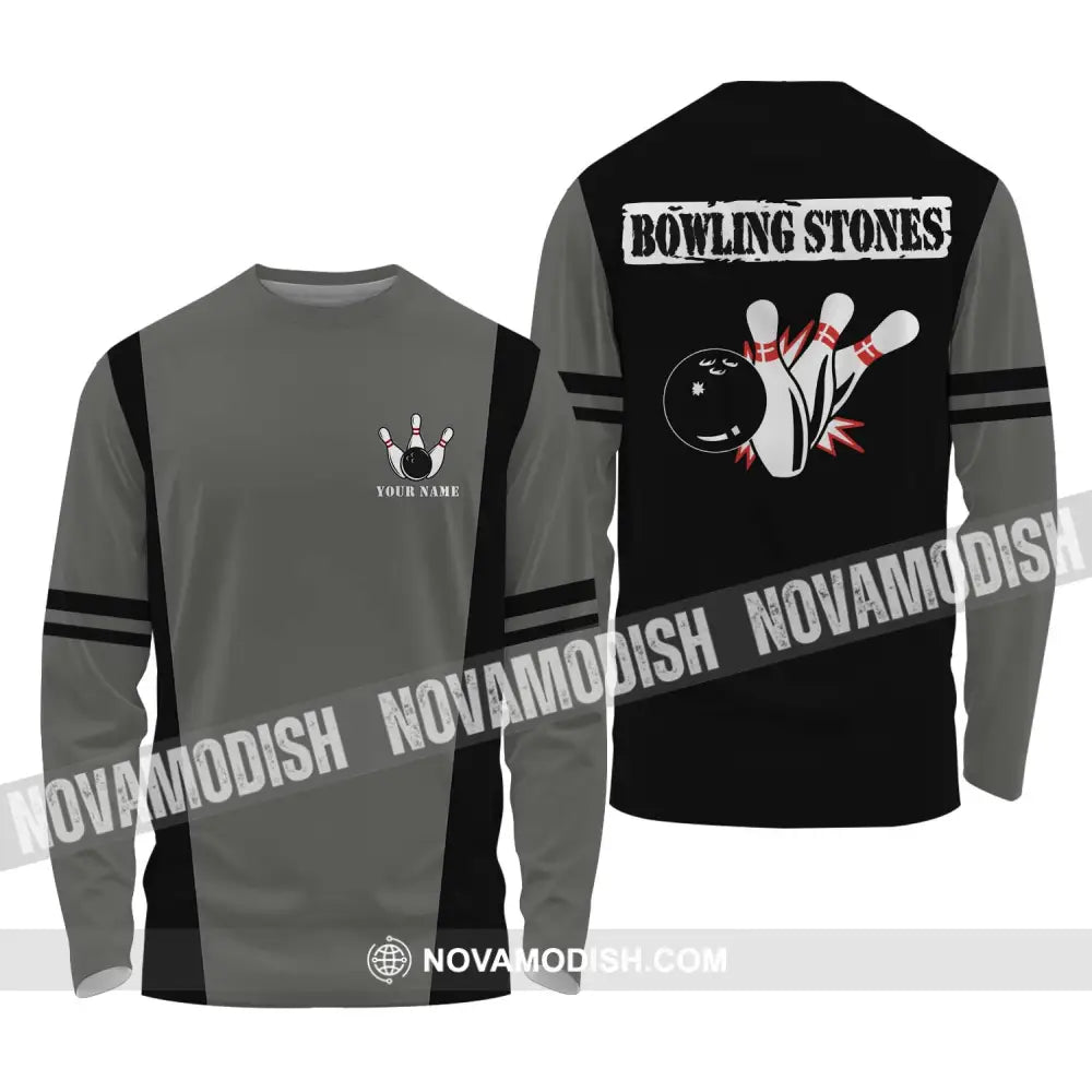 Unisex Shirt - Custom Name Shirt Bowling Stones Shirt Long Sleeve Shirt / S T-shirt
