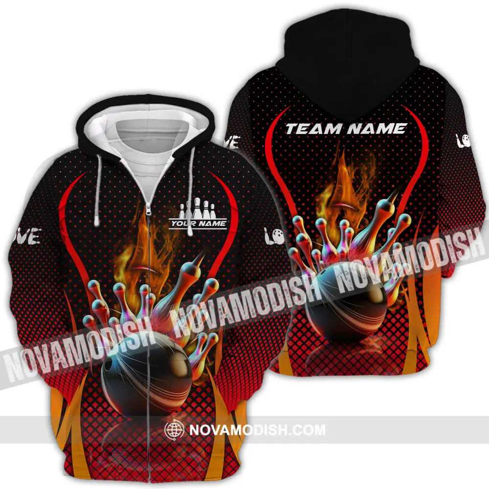 Unisex Shirt - Custom Name Bowling Shirt Zipper Hoodie / S T-shirt