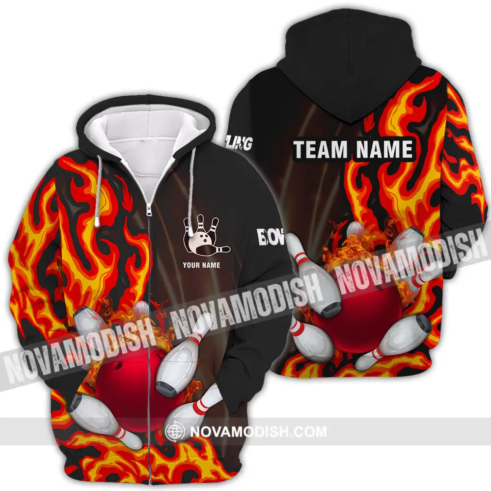 Unisex Shirt - Custom Name Shirt Bowling Zipper Hoodie / S T-shirt