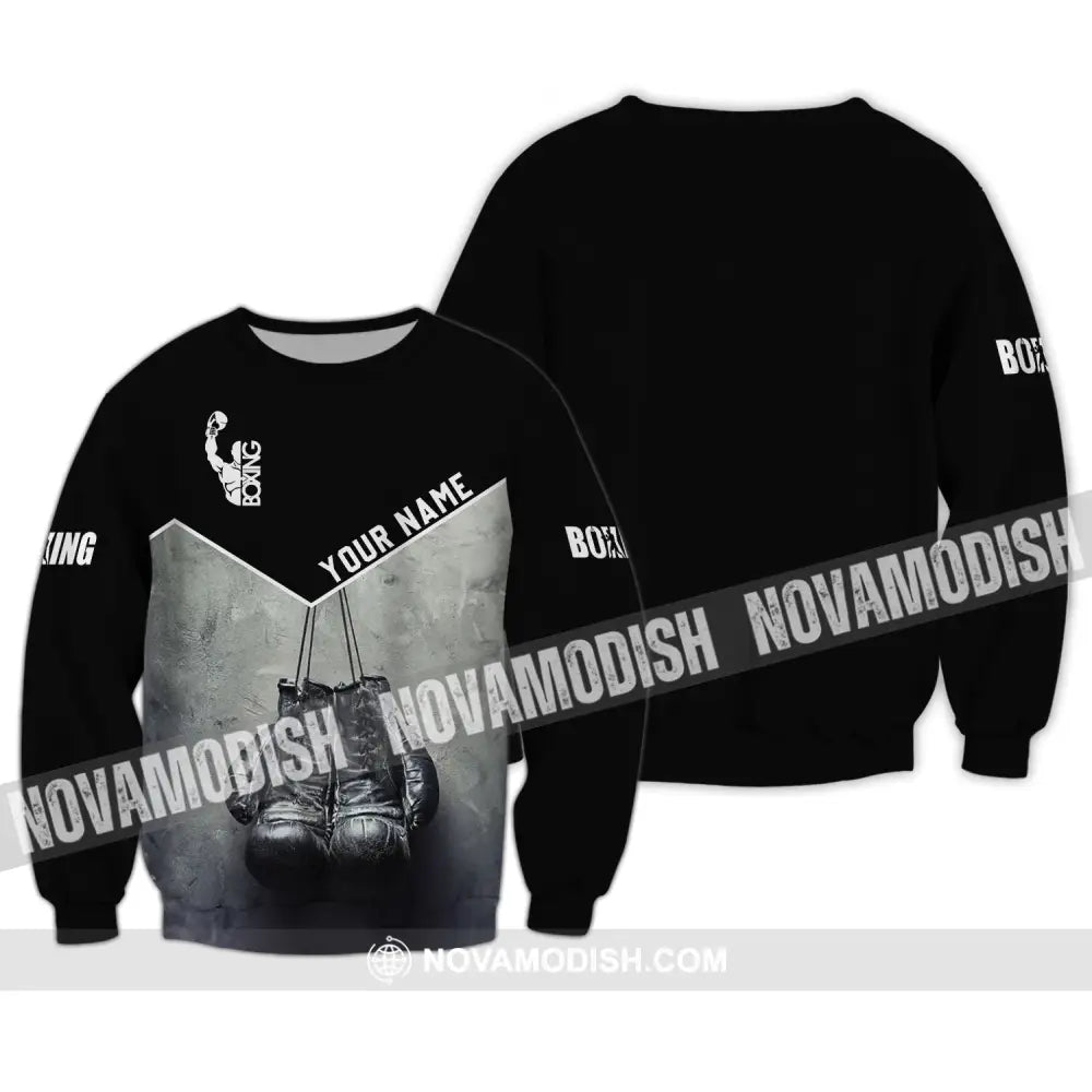 Unisex Shirt - Custom Name Shirt - Boxing Black And White Shirt Long Sleeve / S T-shirt