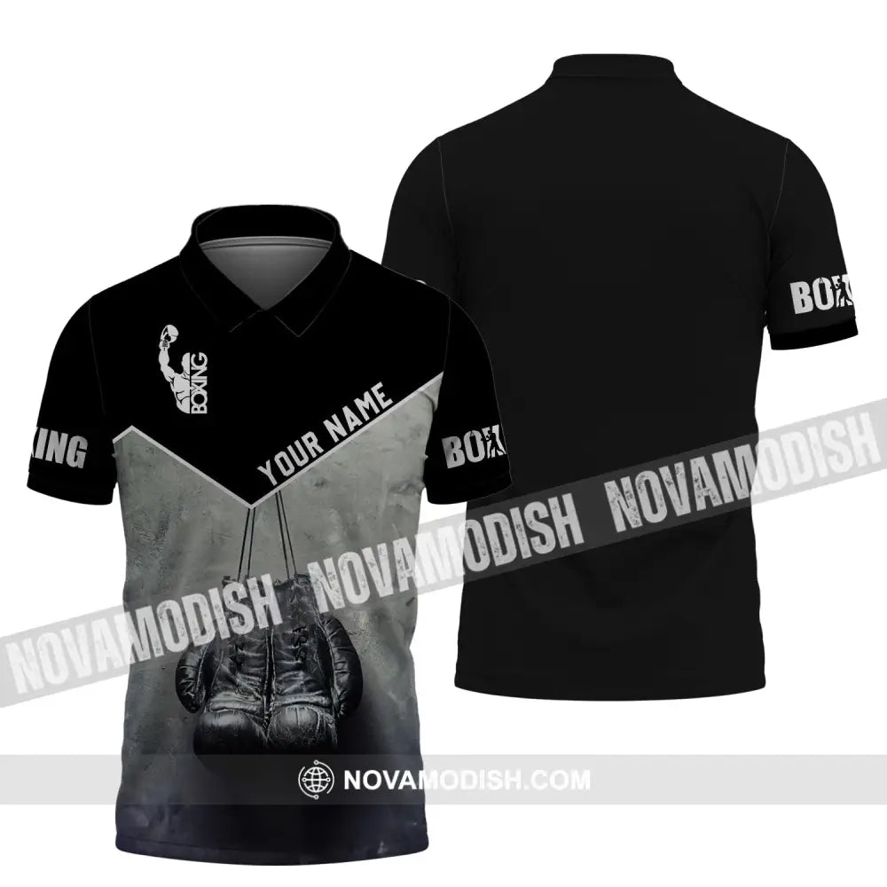 Unisex Shirt - Custom Name Shirt - Boxing Black And White Shirt Polo Shirt / S T-shirt