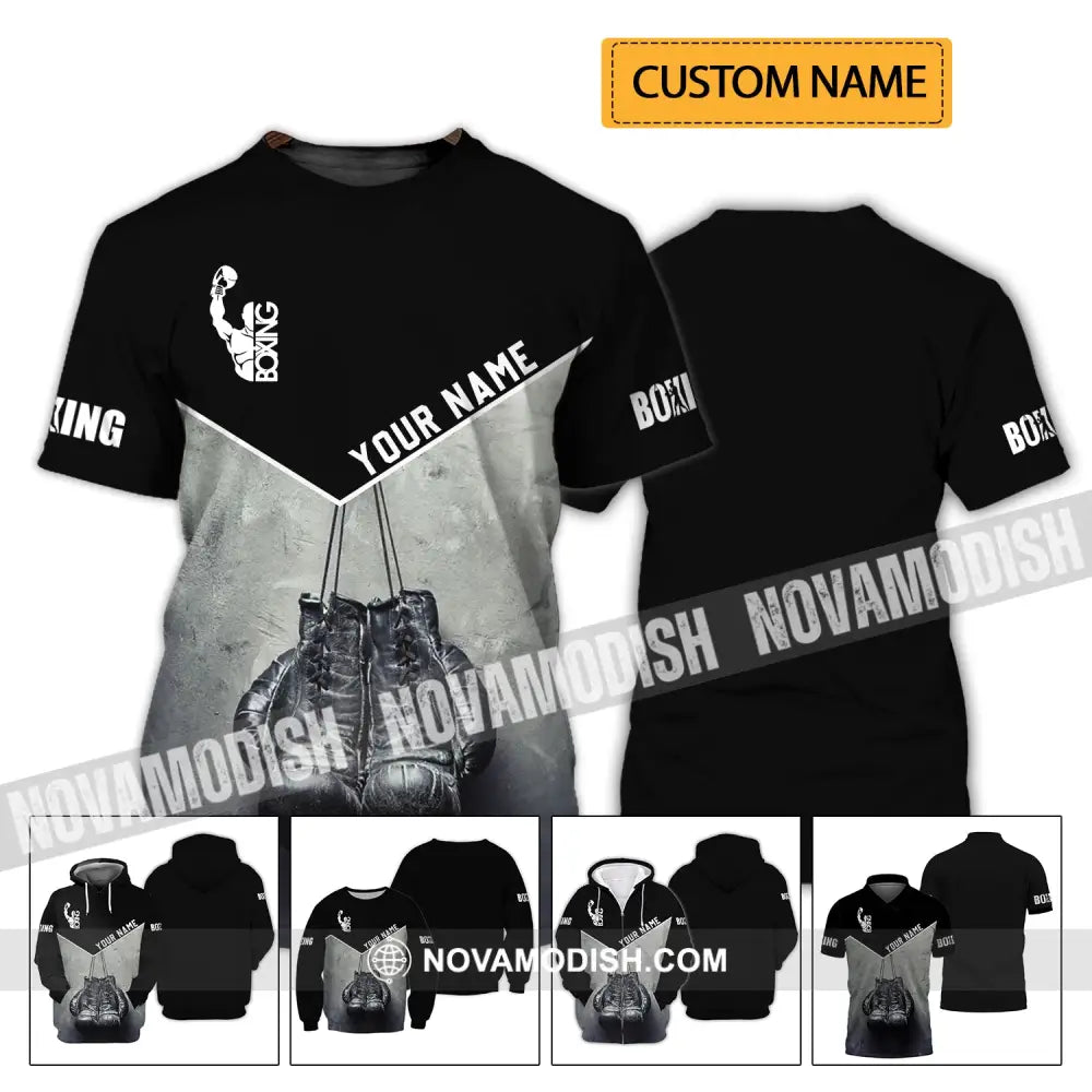 Unisex Shirt - Custom Name Shirt - Boxing Black And White Shirt T-shirt