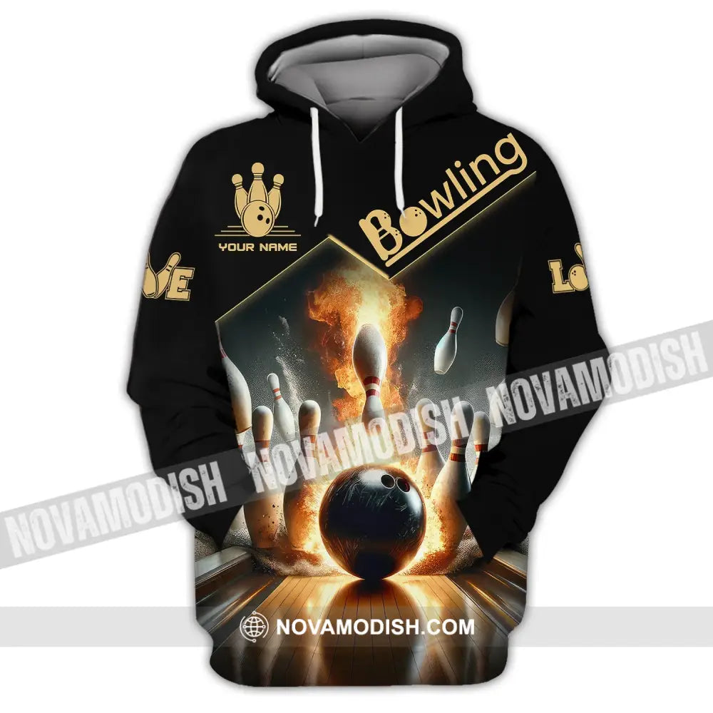 Unisex Shirt - Custom Name Boxing Fire Bowling Ball Shirt For Bowling Lover Hoodie / S T-shirt