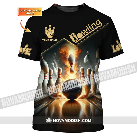 Unisex Shirt - Custom Name Boxing Fire Bowling Ball Shirt For Bowling Lover T-shirt
