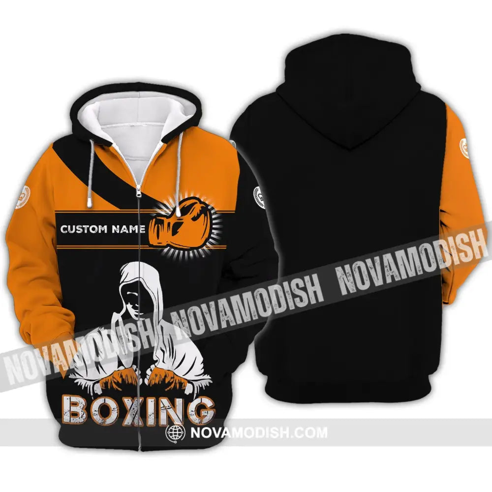 Unisex Shirt - Custom Name Boxing Shirt - Gift For Boxing Lover Unisex Shirt Zipper Hoodie / S T-shirt