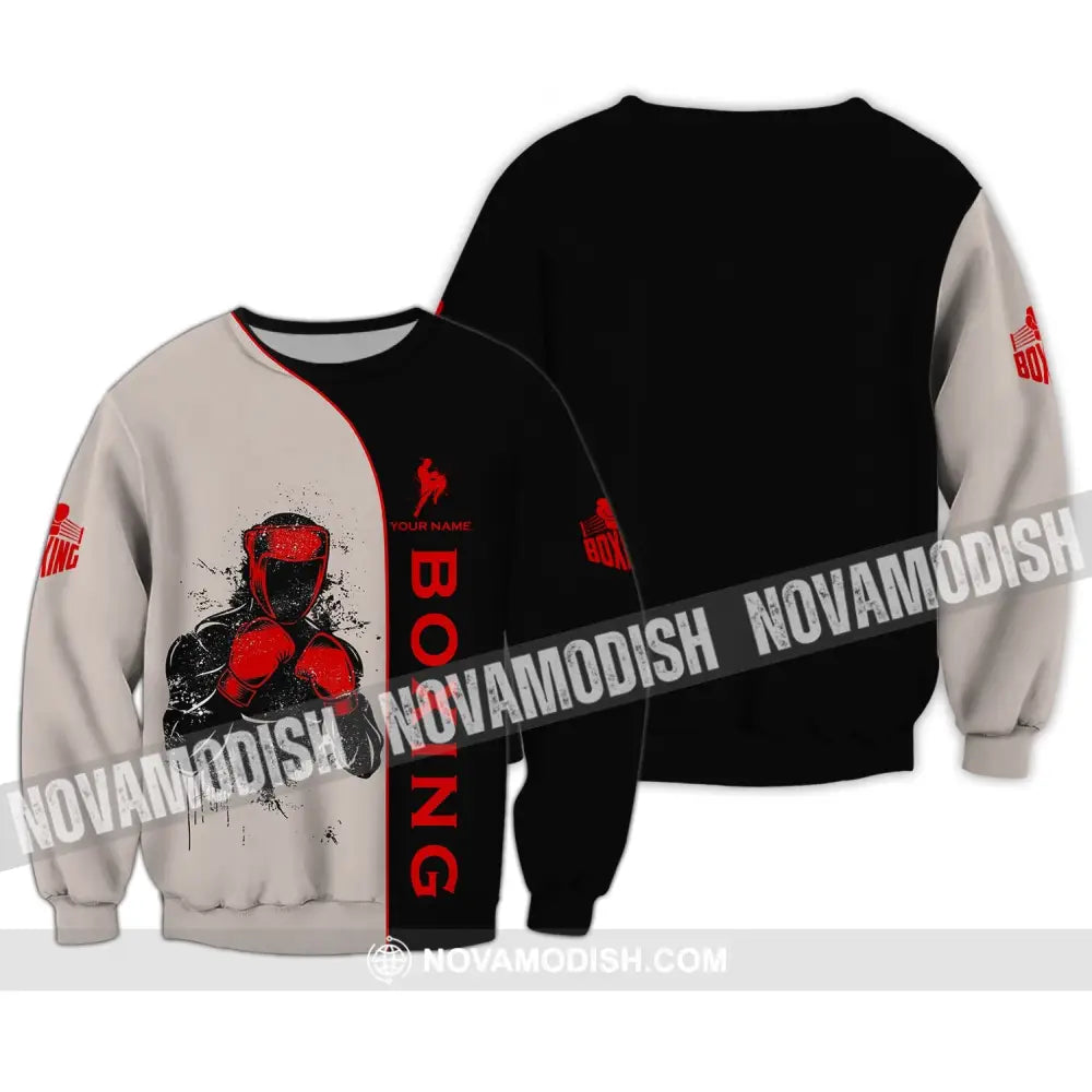 Unisex Shirt - Custom Name Boxing Shirt - Gift For Boxing Player Custom Name 3D Unisex Shirt Long Sleeve / S T-shirt