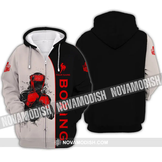 Unisex Shirt - Custom Name Boxing Shirt - Gift For Boxing Player Custom Name 3D Unisex Shirt Zipper Hoodie / S T-shirt