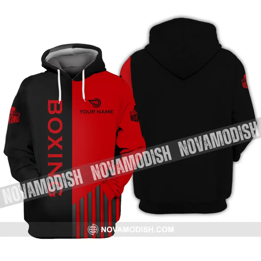 Unisex Shirt - Custom Name Boxing Shirt - Gift For Boxing Player Black And Red Boxing 3D Shirt Hoodie / S T-shirt