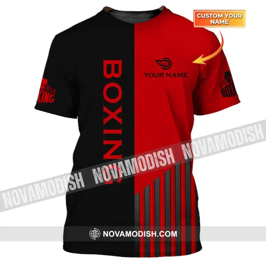 Unisex Shirt - Custom Name Boxing Shirt - Gift For Boxing Player Black And Red Boxing 3D Shirt T-shirt