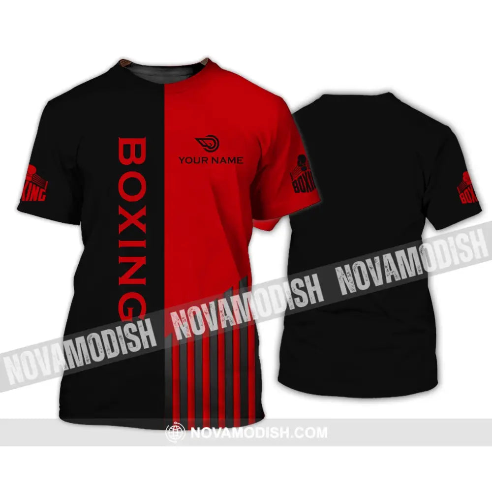 Unisex Shirt - Custom Name Boxing Shirt - Gift For Boxing Player Black And Red Boxing 3D Shirt T-Shirt / S T-shirt
