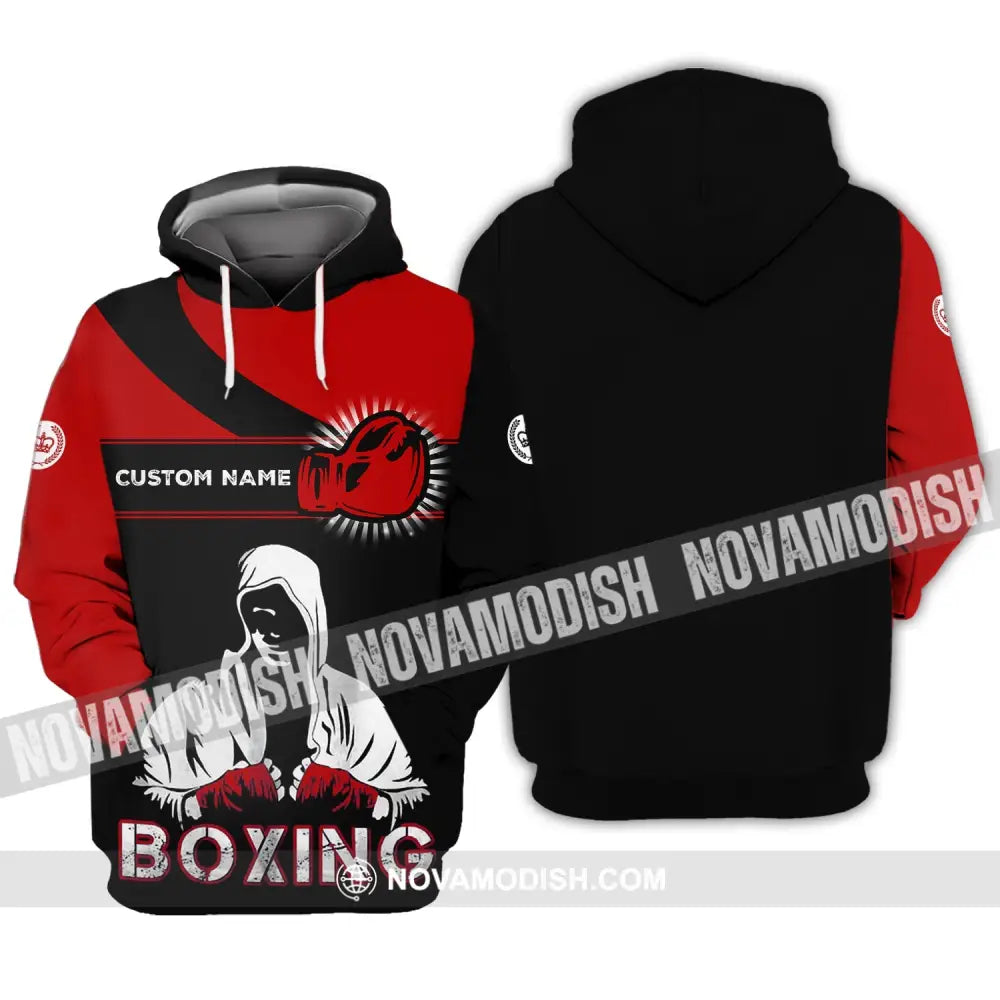 Unisex Shirt - Custom Name Boxing Shirt - Gift For Boxing Player Black And Red Boxing Shirt Hoodie / S T-shirt
