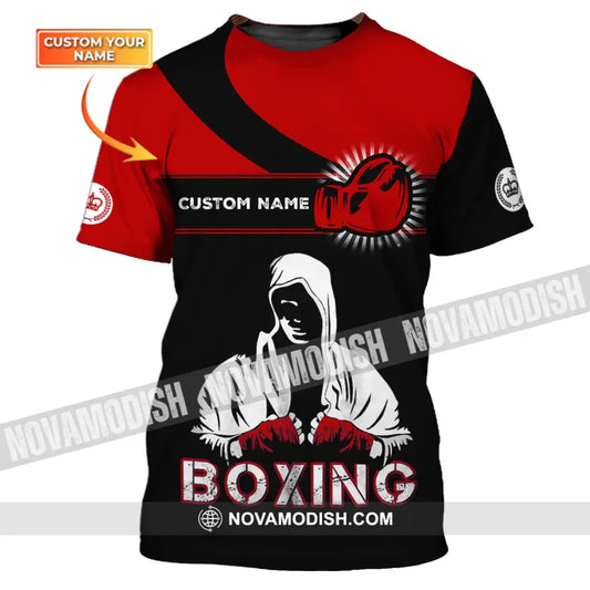 Unisex Shirt - Custom Name Boxing Shirt - Gift For Boxing Player Black And Red Boxing Shirt T-shirt