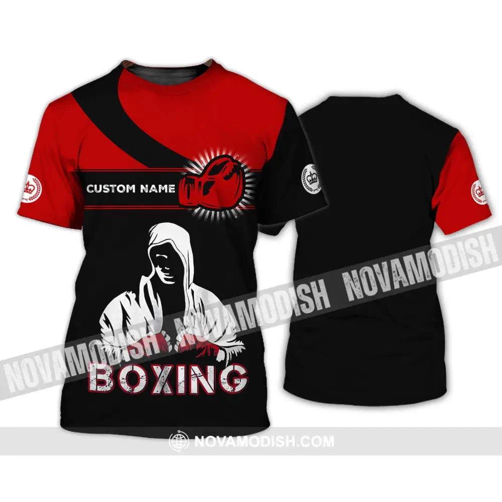 Unisex Shirt - Custom Name Boxing Shirt - Gift For Boxing Player Black And Red Boxing Shirt T-Shirt / S T-shirt